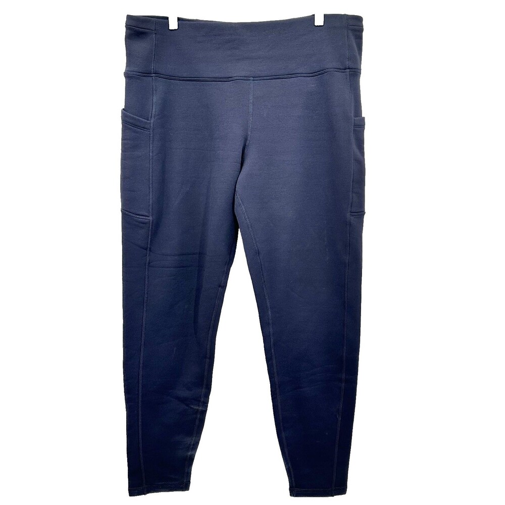 Athleta Altitude Stash Tight Polartec Powerstretch XL Navy Fleece Lined Pockets